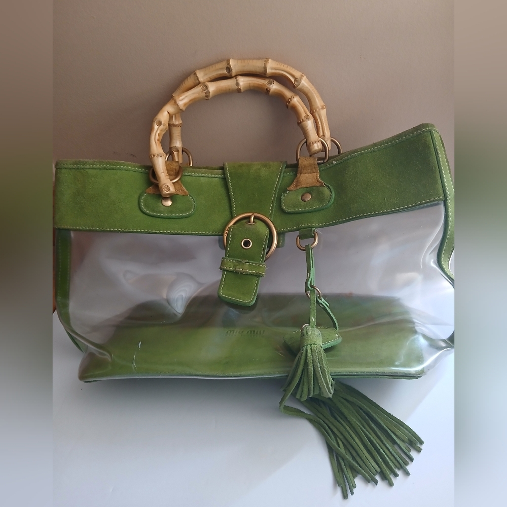 Miu Miu Transparent Handbag with Bamboo Handles